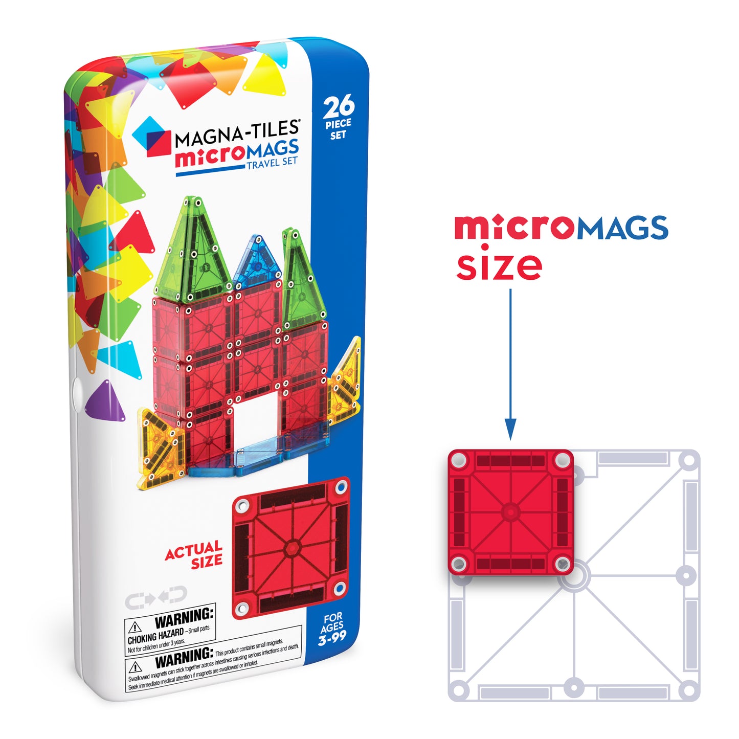 Magna-Tiles Μαγνητικό Παιχνίδι 26 κομματιών microMAGS Travel Set