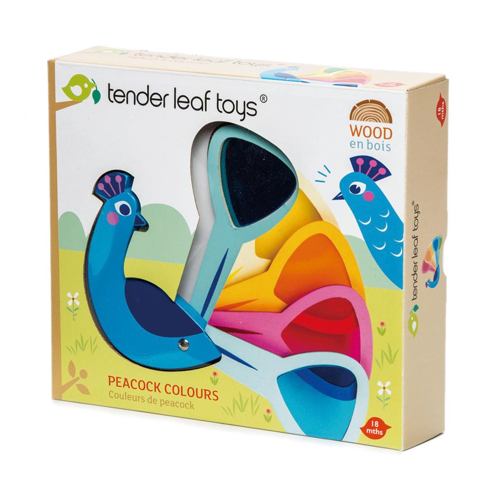 Tender Leaf Toys Colored Wooden Peacock Toy