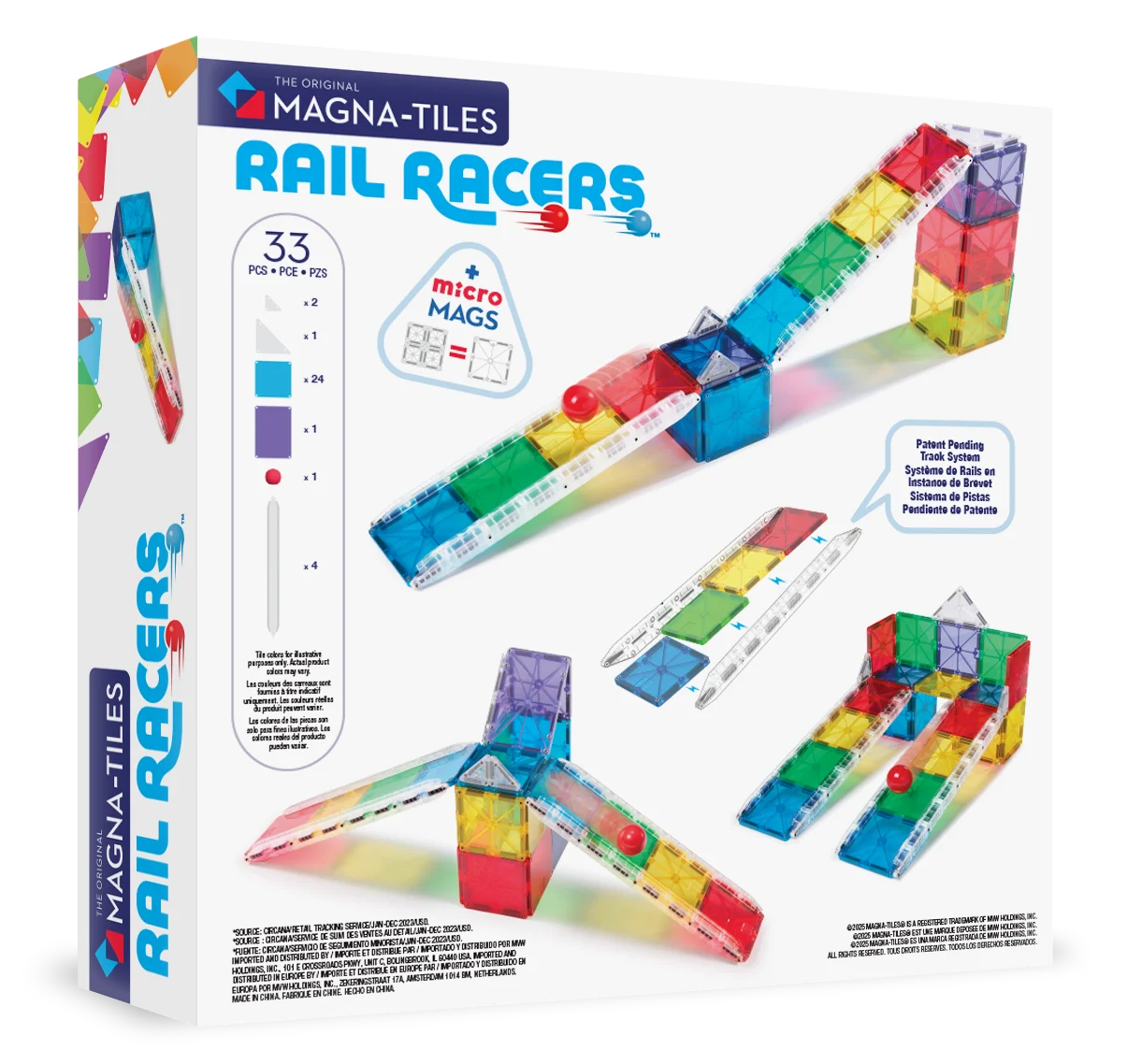 Magna-Tiles Μαγνητικό Παιχνίδι 33 κομματιών Rail Racers