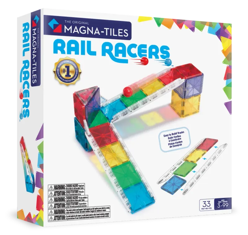 Magna-Tiles Μαγνητικό Παιχνίδι 33 κομματιών Rail Racers