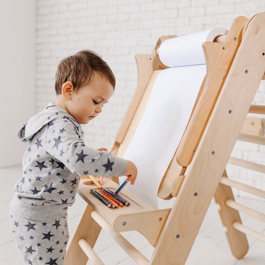 5 in 1 Montessori Climbing Set: Triangle Ladder + Climbing Bridge/Shaking Nest+ Cushion + Slide/Ramp + Add Painting