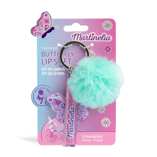 Martinelia World Butterfly Lip & Pom pom Set -Strawberry