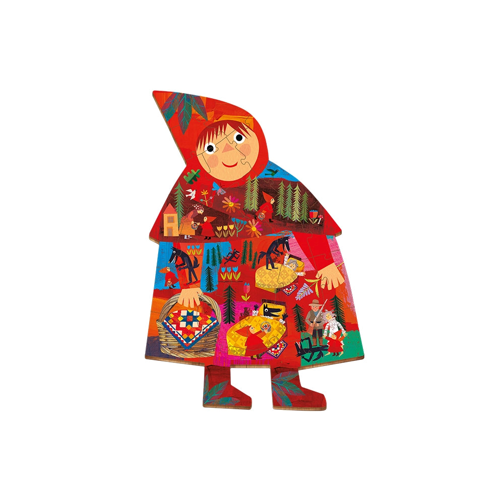 Ludattica Woody Story Puzzle – Little Red Riding Hood – Wooden Puzzle with 3d Little Red Riding Hood Figures