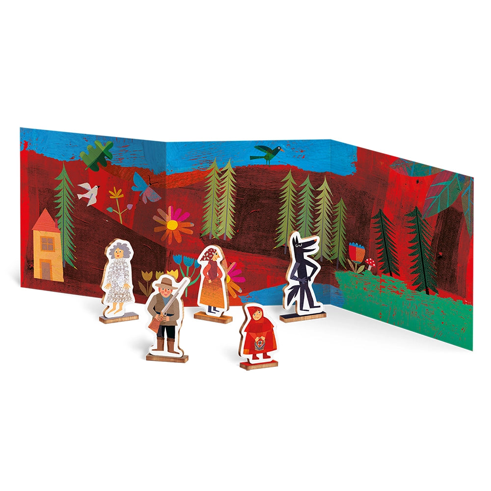 Ludattica Woody Story Puzzle – Little Red Riding Hood – Wooden Puzzle with 3d Little Red Riding Hood Figures