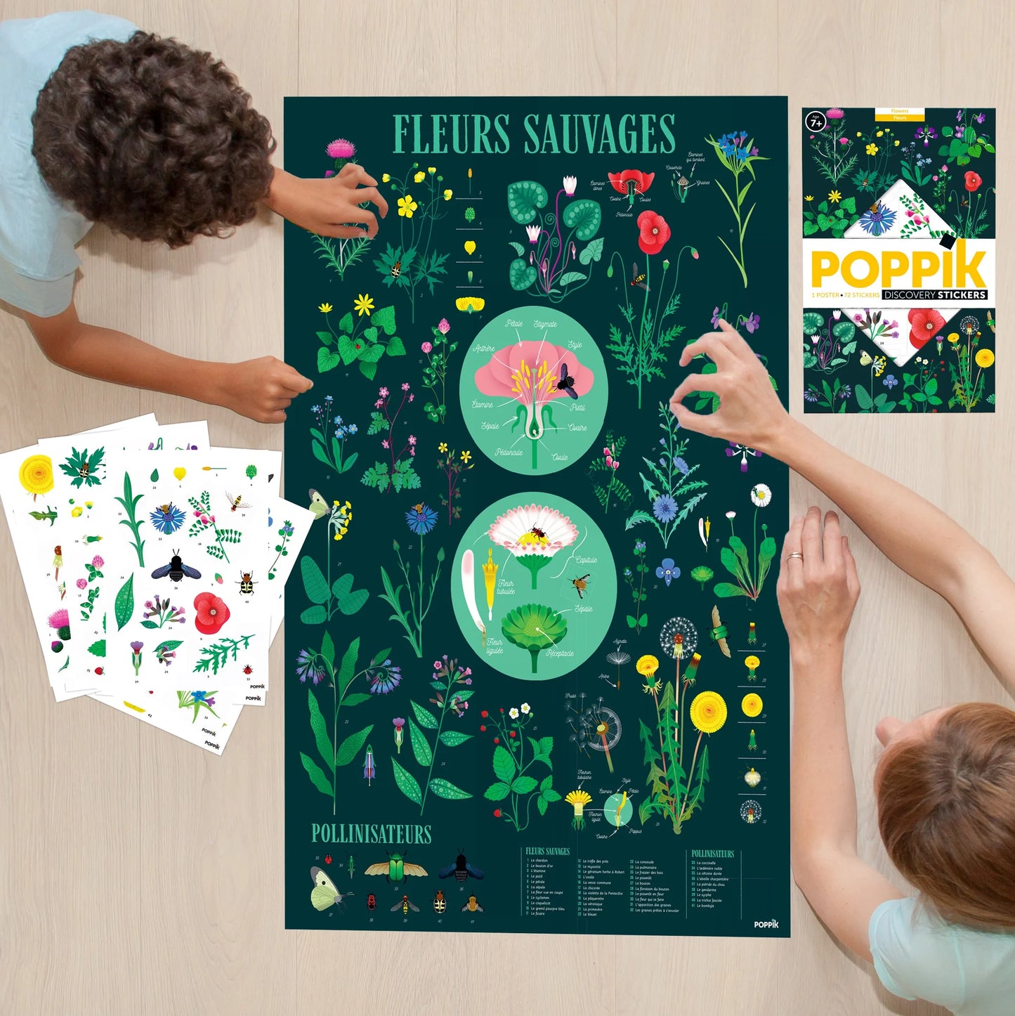 Poppik Large Poster with 72 Stickers – Botanic