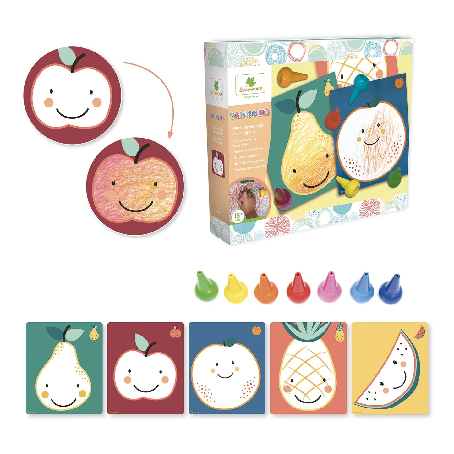 Sycomore Giant Crayon Set "Smiling Fruits"