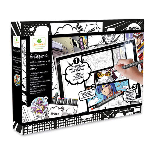 Sycomore-Lightbox LED and cards with Manga designs