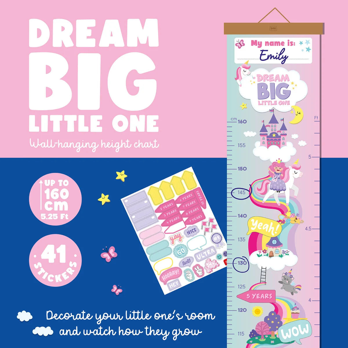 Legami Αναστημόμετρο -Wall-hanging Height Chart - Dream Big Little One-ροζ