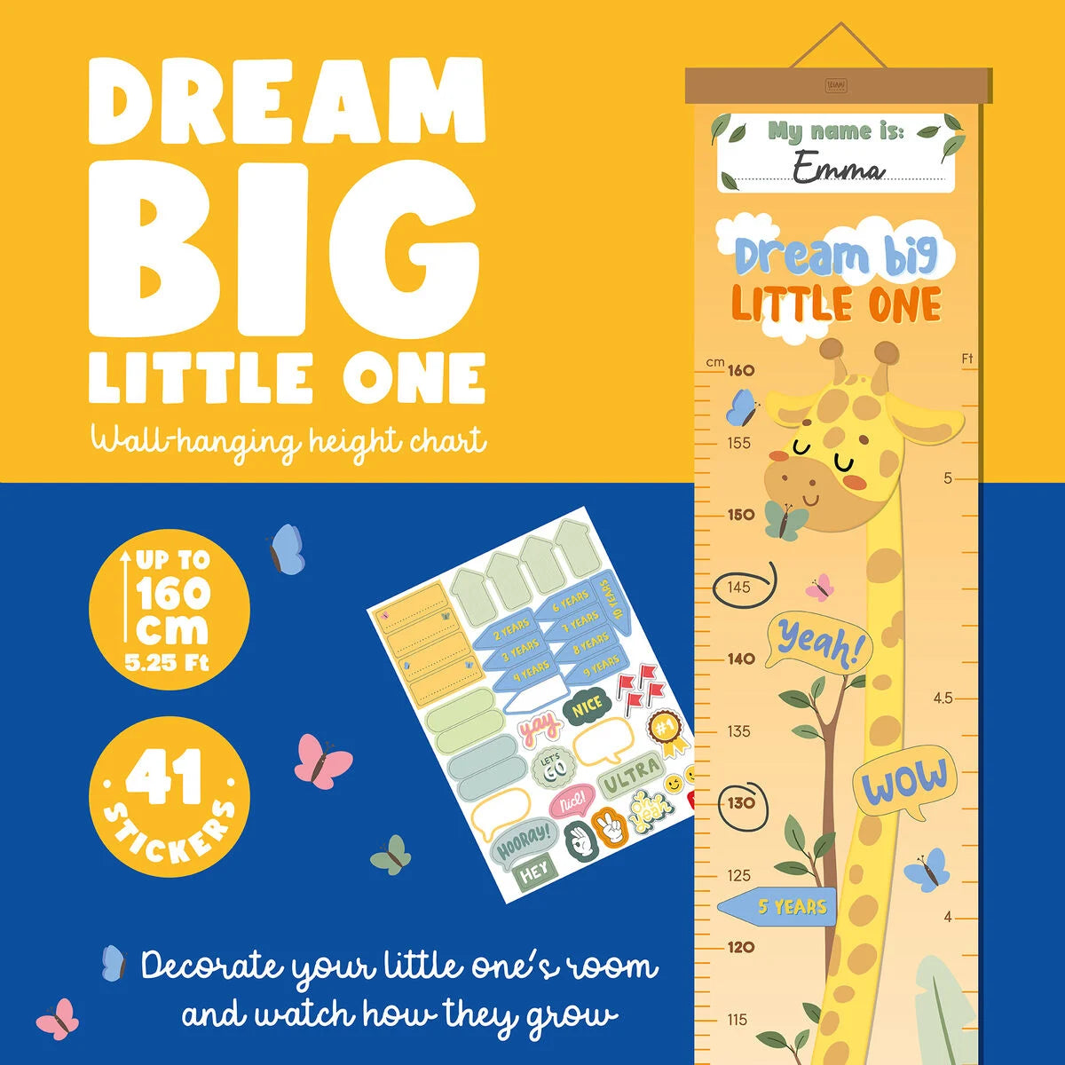 Legami Αναστημόμετρο -Wall-hanging Height Chart - Dream Big Little One-Κίτρινο