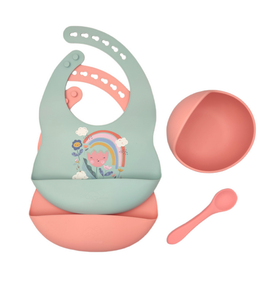 Baby Cloud Silicone Food Set 4pcs - Coral Flower