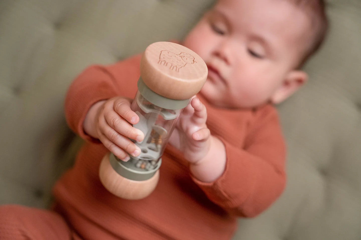 Little Dutch Wooden Rattle with Rain Sound Little Farm FSC