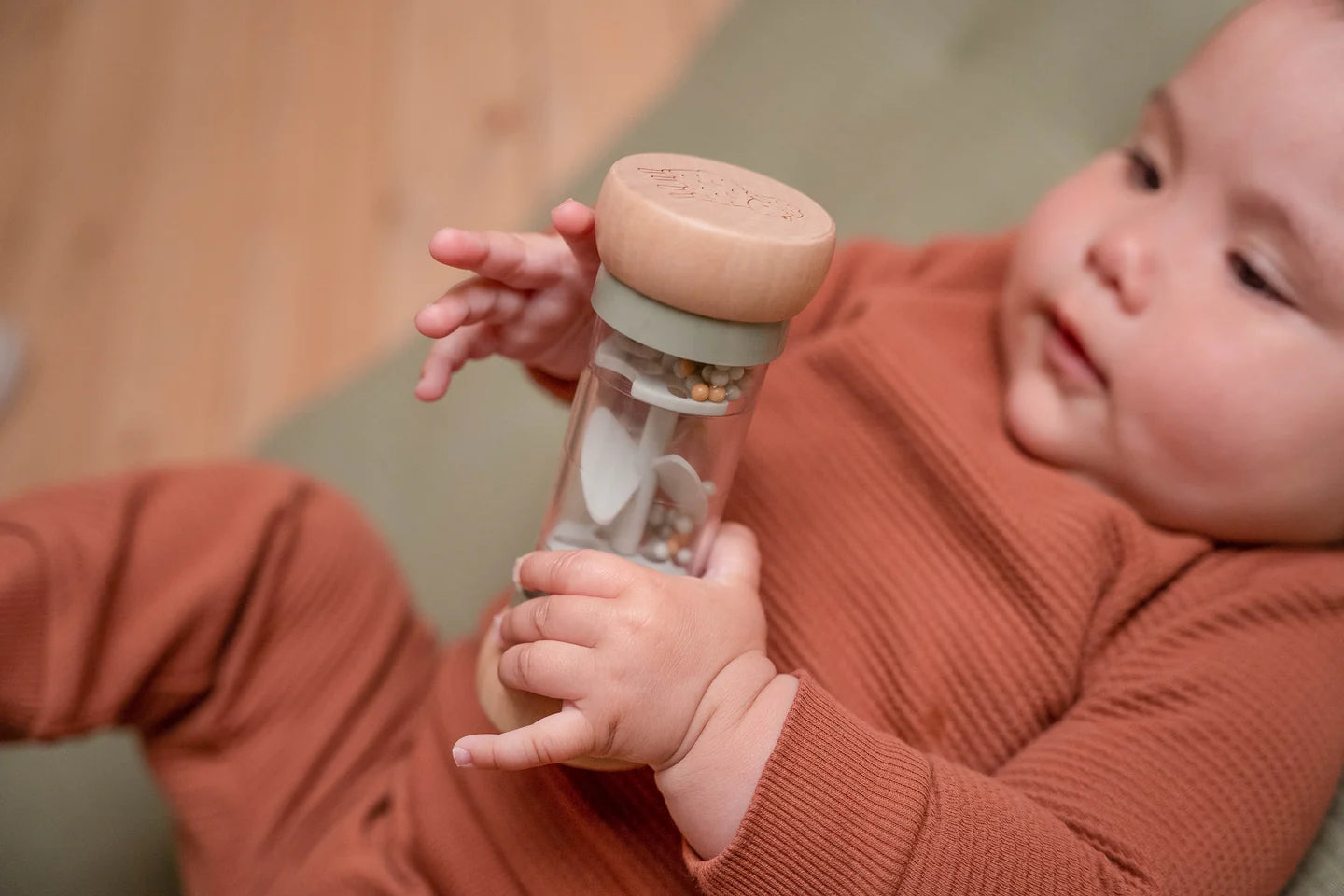 Little Dutch Wooden Rattle with Rain Sound Little Farm FSC