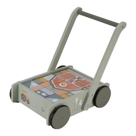 Little Dutch Stroller-Walker with wooden blocks Little Farm FSC 