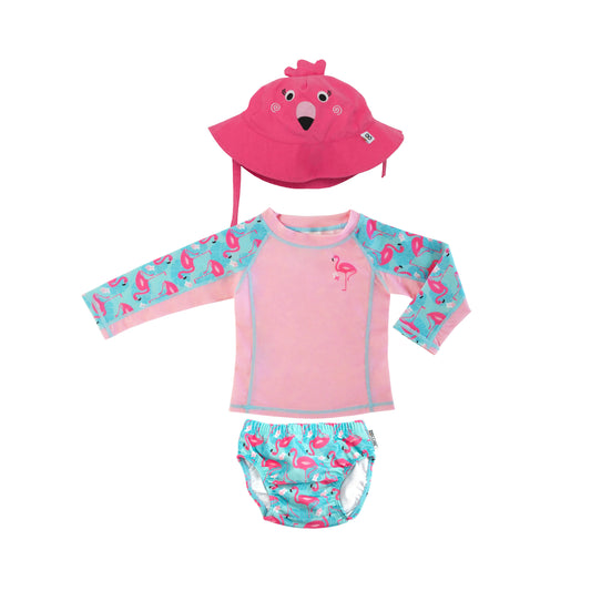 Zoocchini Set UV Swimwear Hat Blouse Franny the Flamingo UPF50+