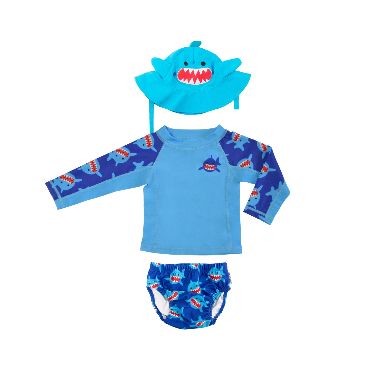 Zoocchini UV Set Swimwear Hat Sun T-Shirt Sherman the Shark UPF50+