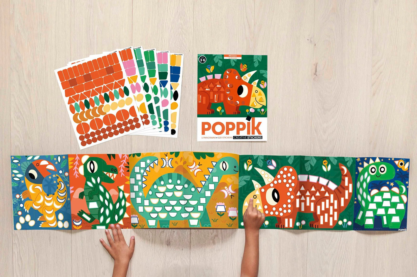 Poppik Large Mosaic with 520 stickers – Dinosaurs