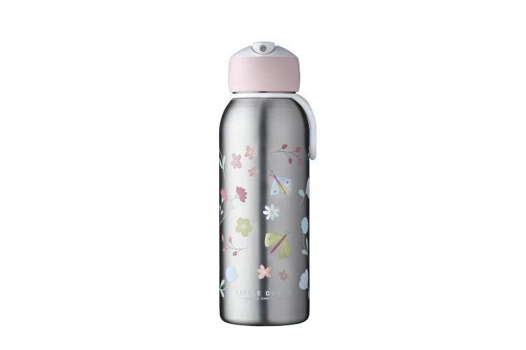 Little Dutch Ανοξείδωτο μπουκάλι - θερμός flip-up campus 350 ml - Flowers & Butterflies