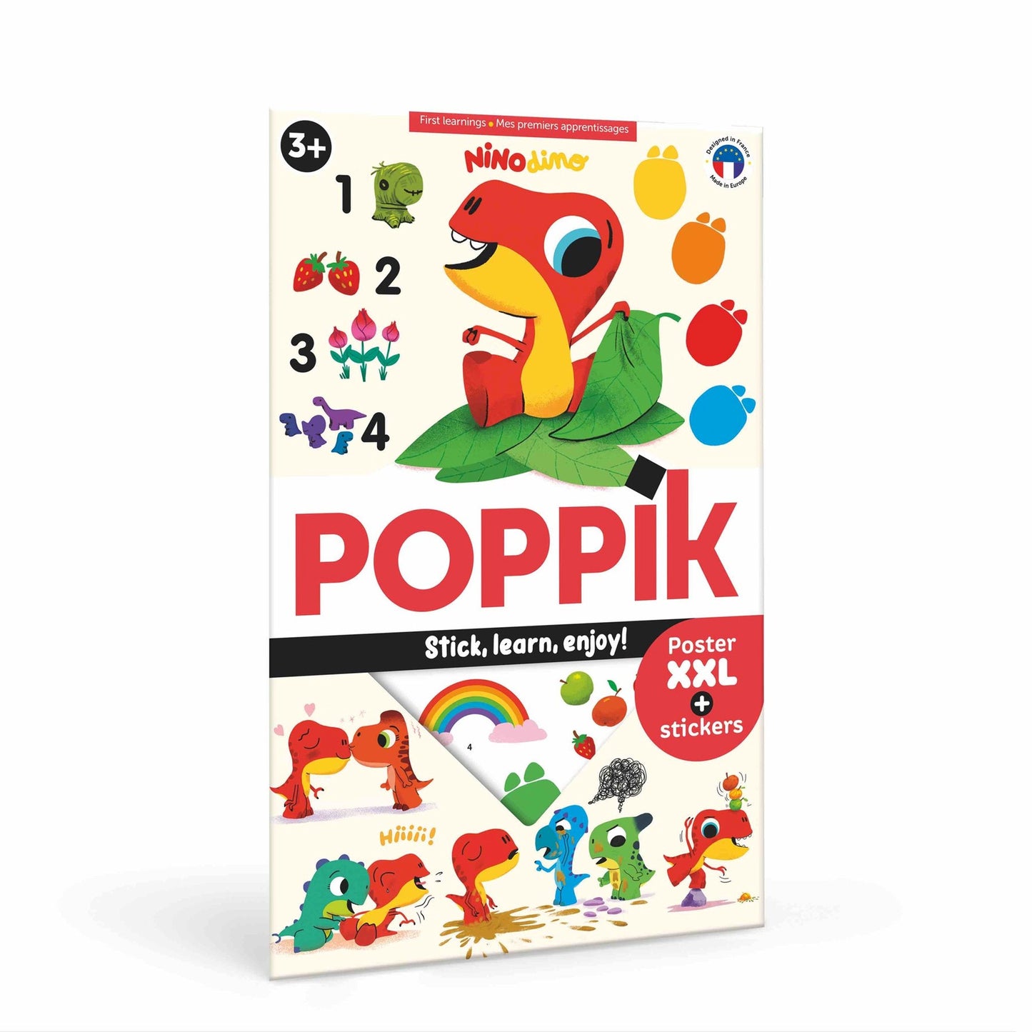 Poppik Large Poster with 60 Stickers – Nino Dino My First Lessons