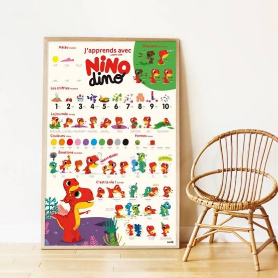 Poppik Large Poster with 60 Stickers – Nino Dino My First Lessons