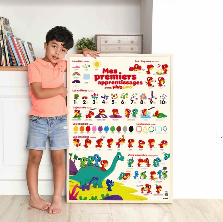 Poppik Large Poster with 60 Stickers – Nino Dino My First Lessons