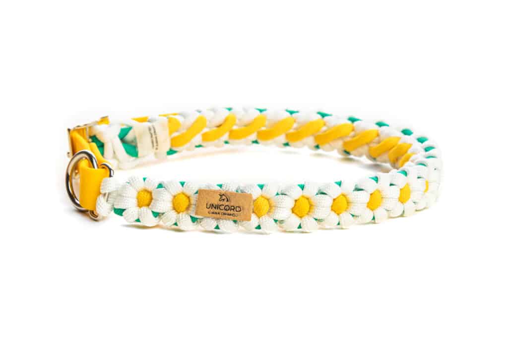 Unicord Περιλαίμιο Σκύλου Flower Power Λευκό/ Κίτρινο/ Πράσινο