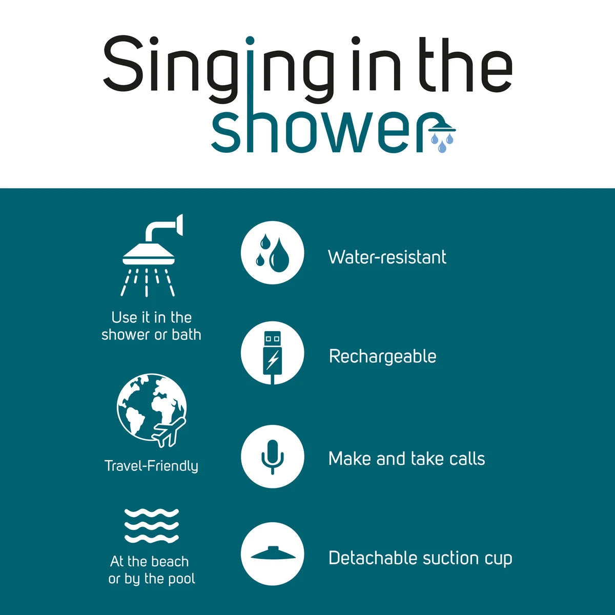 Legami Αδιάβροχο Bluetooth® Hands-free ηχείο 3W Singing in the shower