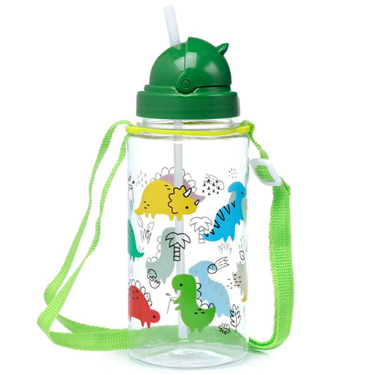 Puckator water bottle 450ml with straw - dinosaurs