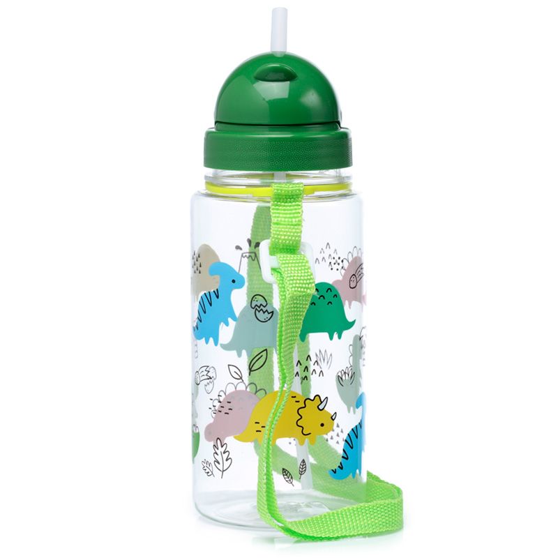 Puckator water bottle 450ml with straw - dinosaurs