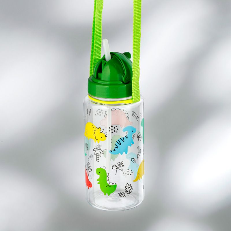 Puckator water bottle 450ml with straw - dinosaurs