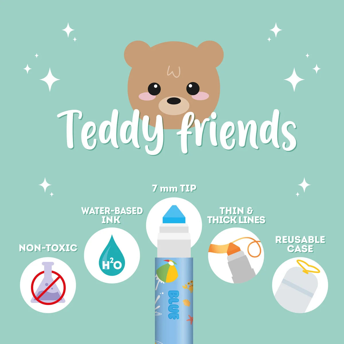 Legami Set of 12 Markers - Teddy Friends