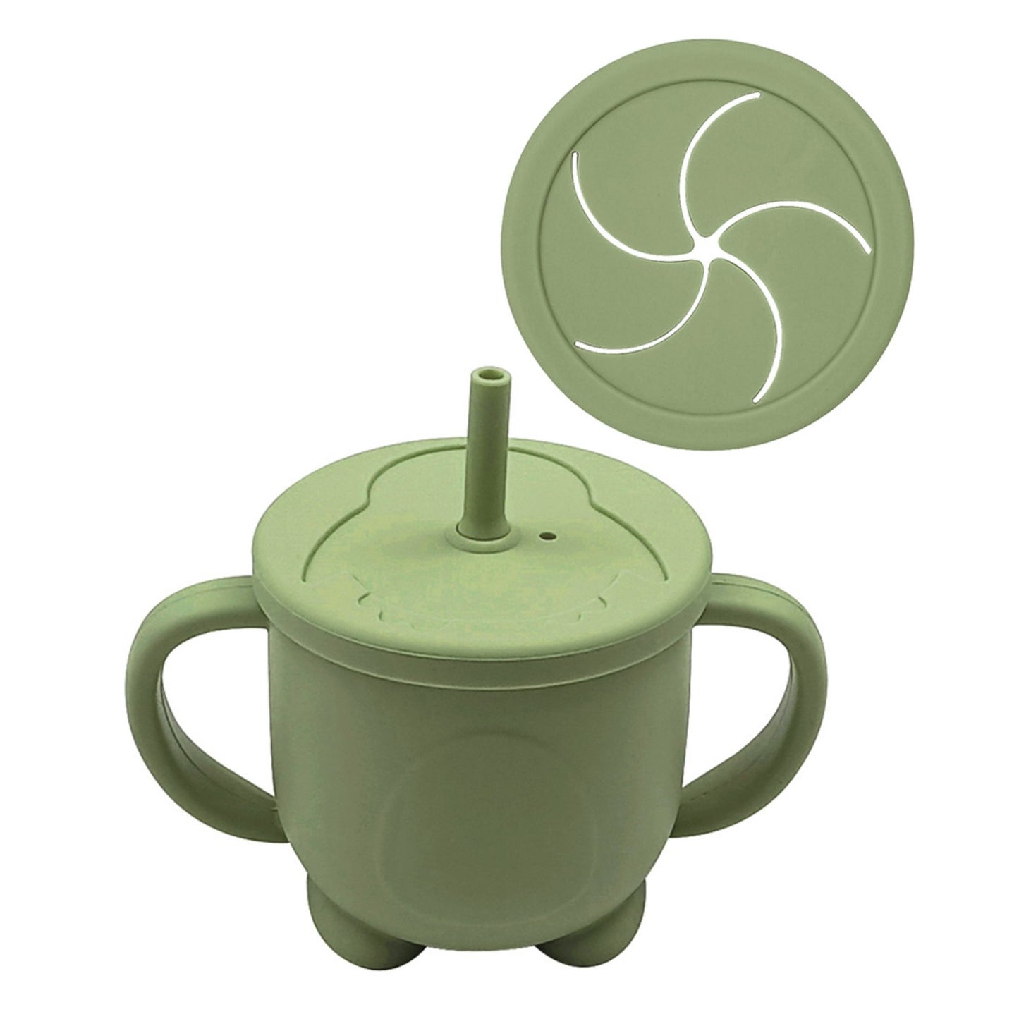 Baby Cloud Silicone learning &amp; snack cup 150ml – Olive