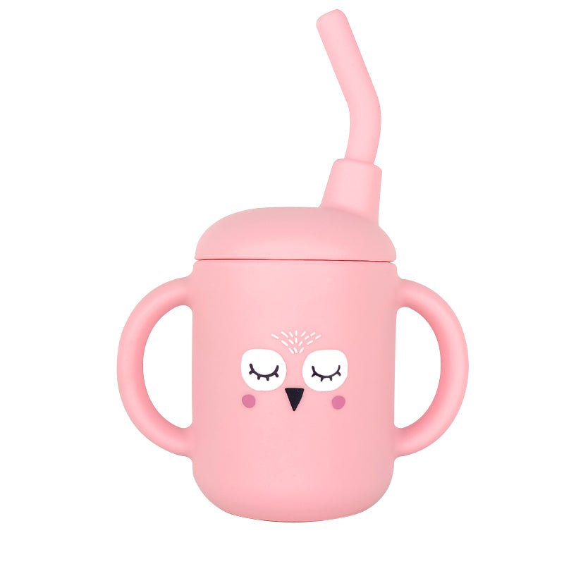 Ποτηράκι σιλικόνης 120ml – Κουκουβάγια Ροζ
