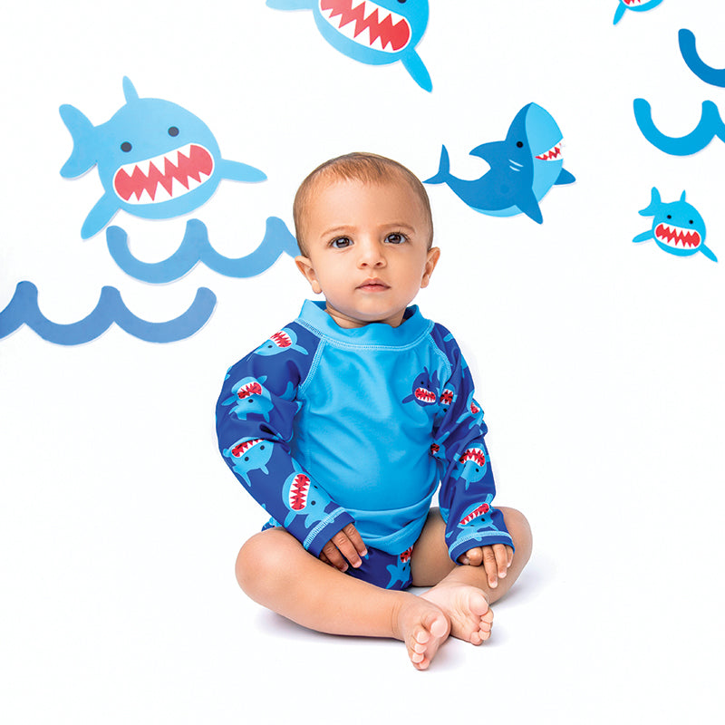 Zoocchini UV Set Swimwear Hat Sun T-Shirt Sherman the Shark UPF50+