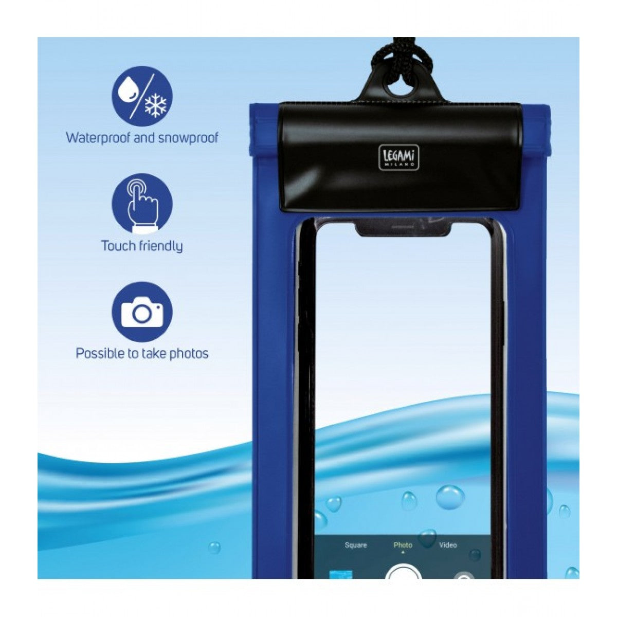 Legami waterproof mobile phone case pouch blue