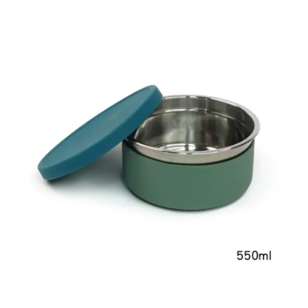 Φαγητοδοχείο Ανοξείδωτο/Σιλικόνης Στρογγυλό 550ml – Πετρόλ/Πράσινο