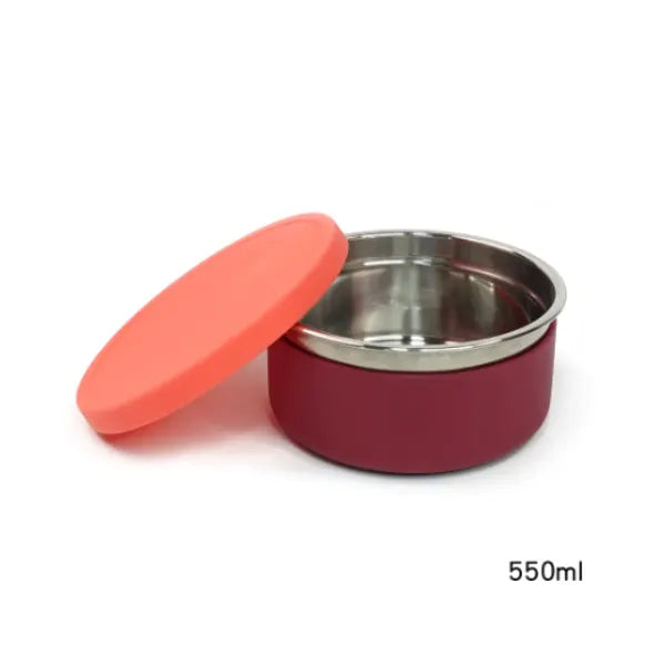 Φαγητοδοχείο Ανοξείδωτο/Σιλικόνης Στρογγυλό 550ml – Πορτοκαλί/Κεραμιδί