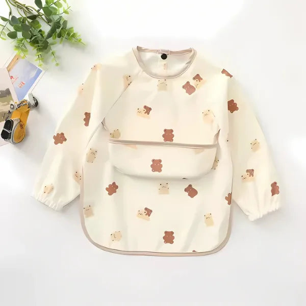 Σαλιάρα με μανίκια – Αρκουδάκια Λευκή