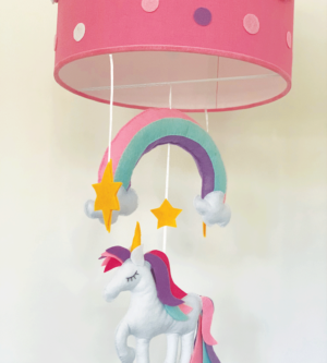 Blue And Red Handmade Children's unicorn ceiling light, believe in unicorns 