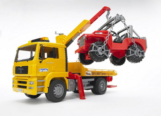 Bruder MAN roadside assistance truck with crane &amp; jeep 