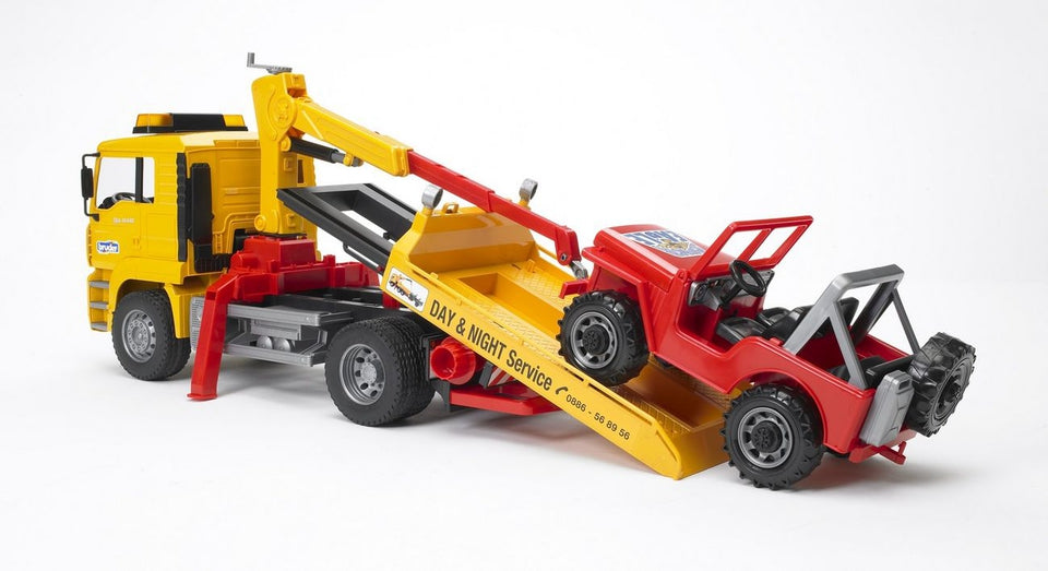 Bruder MAN roadside assistance truck with crane &amp; jeep 