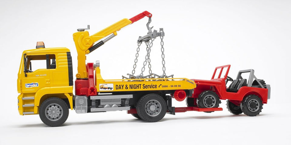 Bruder MAN roadside assistance truck with crane &amp; jeep 