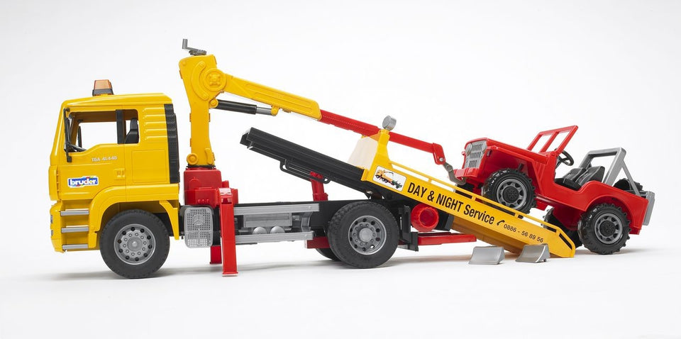 Bruder MAN roadside assistance truck with crane &amp; jeep 