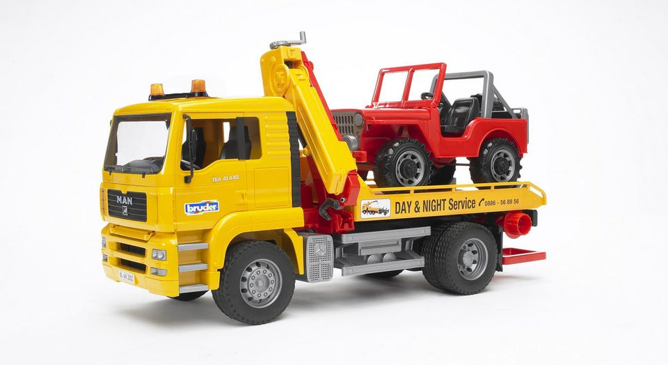 Bruder MAN roadside assistance truck with crane &amp; jeep 