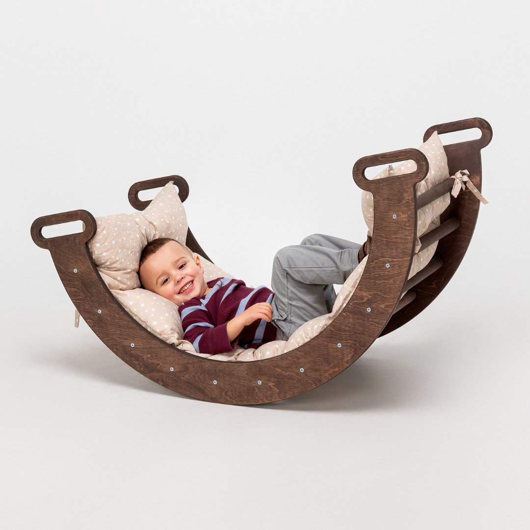 Montessori Climbing Bridge/Shaking Nest + Pillow - Chocolate Color