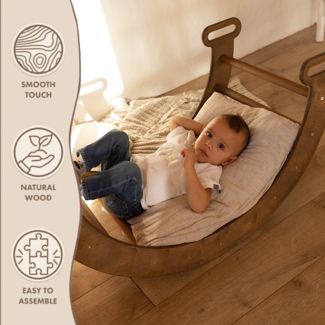 Montessori Climbing Bridge/Shaking Nest + Pillow - Chocolate Color