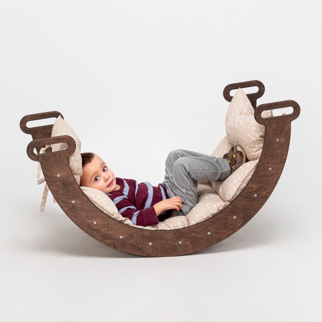 Montessori Climbing Bridge/Shaking Nest + Pillow - Chocolate Color