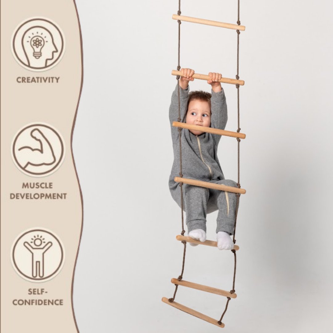 Climbing ladder with rope for children 3-9 years old.