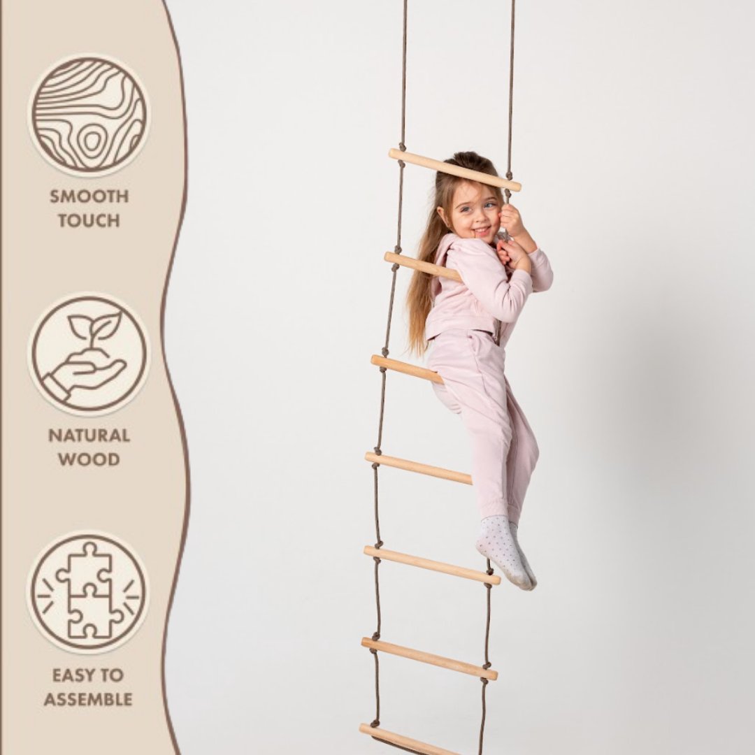 Climbing ladder with rope for children 3-9 years old.