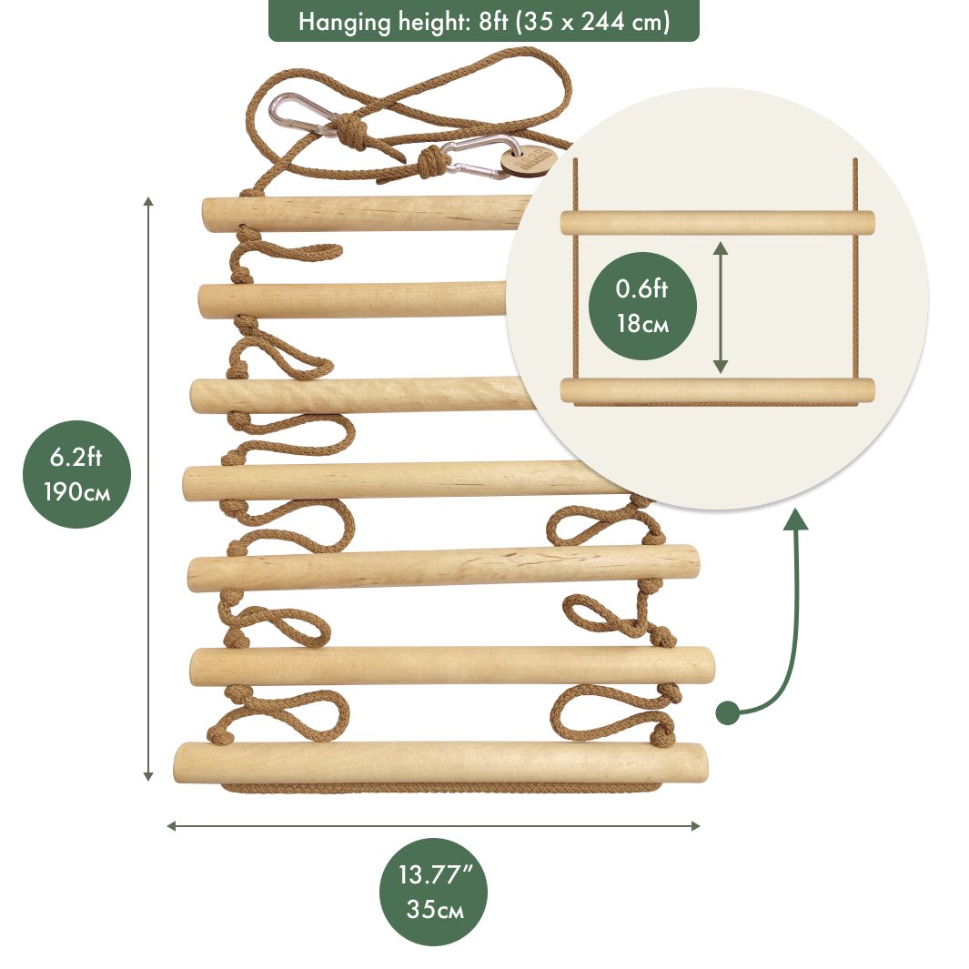 Climbing ladder with rope for children 3-9 years old.