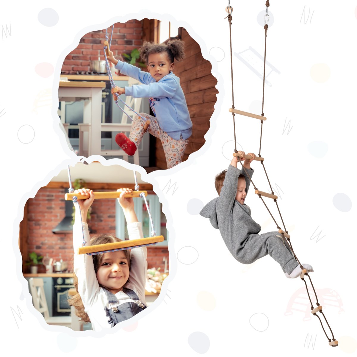 Climbing ladder with rope for children 3-9 years old.